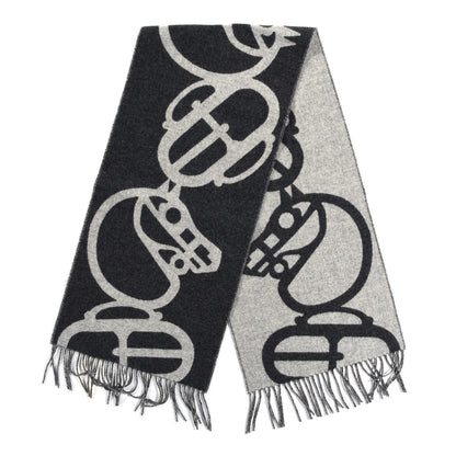Hermes Cashmere Boucles et Camails Muffler Anthracite Gris Clair 2 of 3