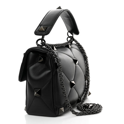 Valentino Garavani Nappa Monochrome Large Roman Stud Shoulder Bag Black 3 of 10