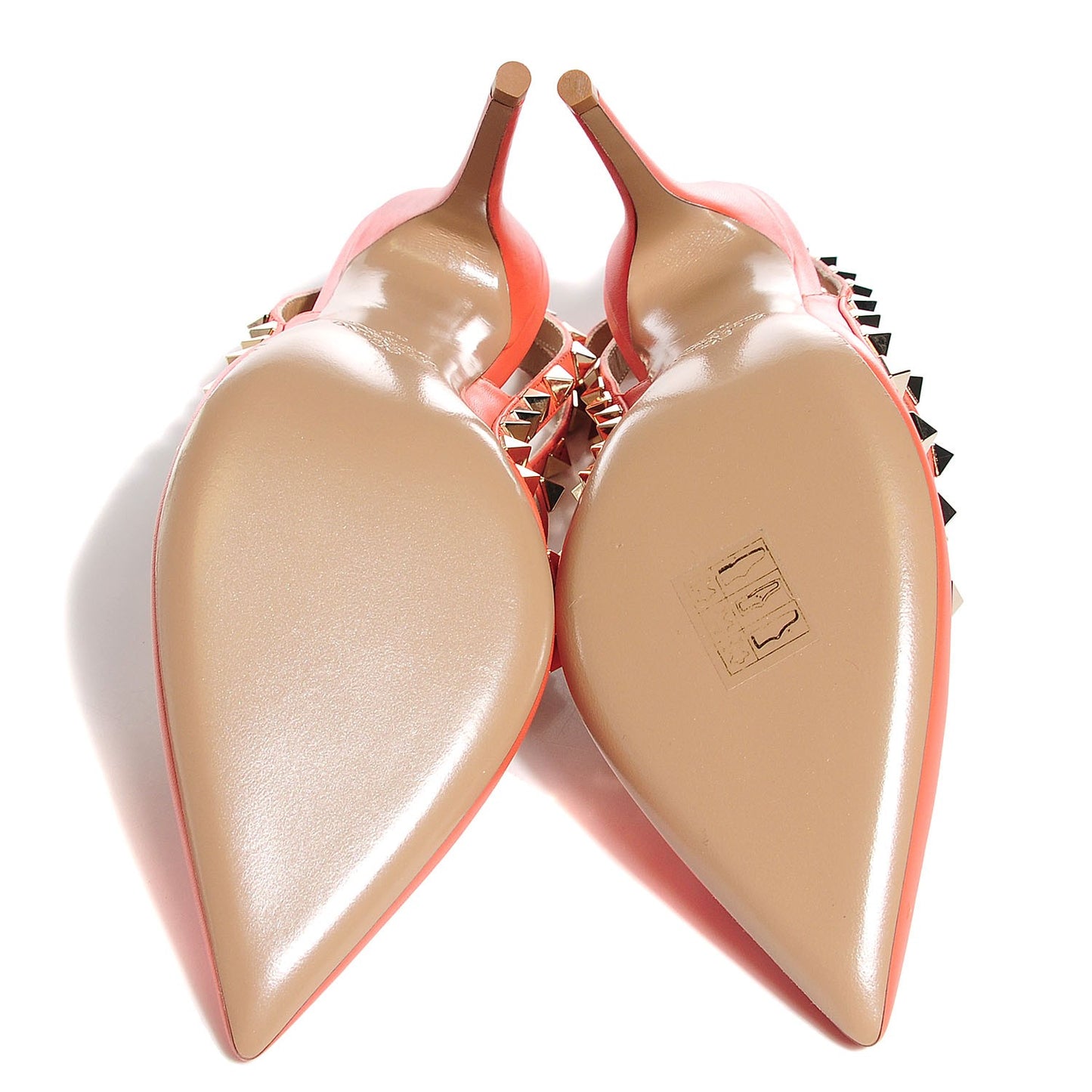 Nappa Rockstud Ankle Strap Pumps 37 Coral