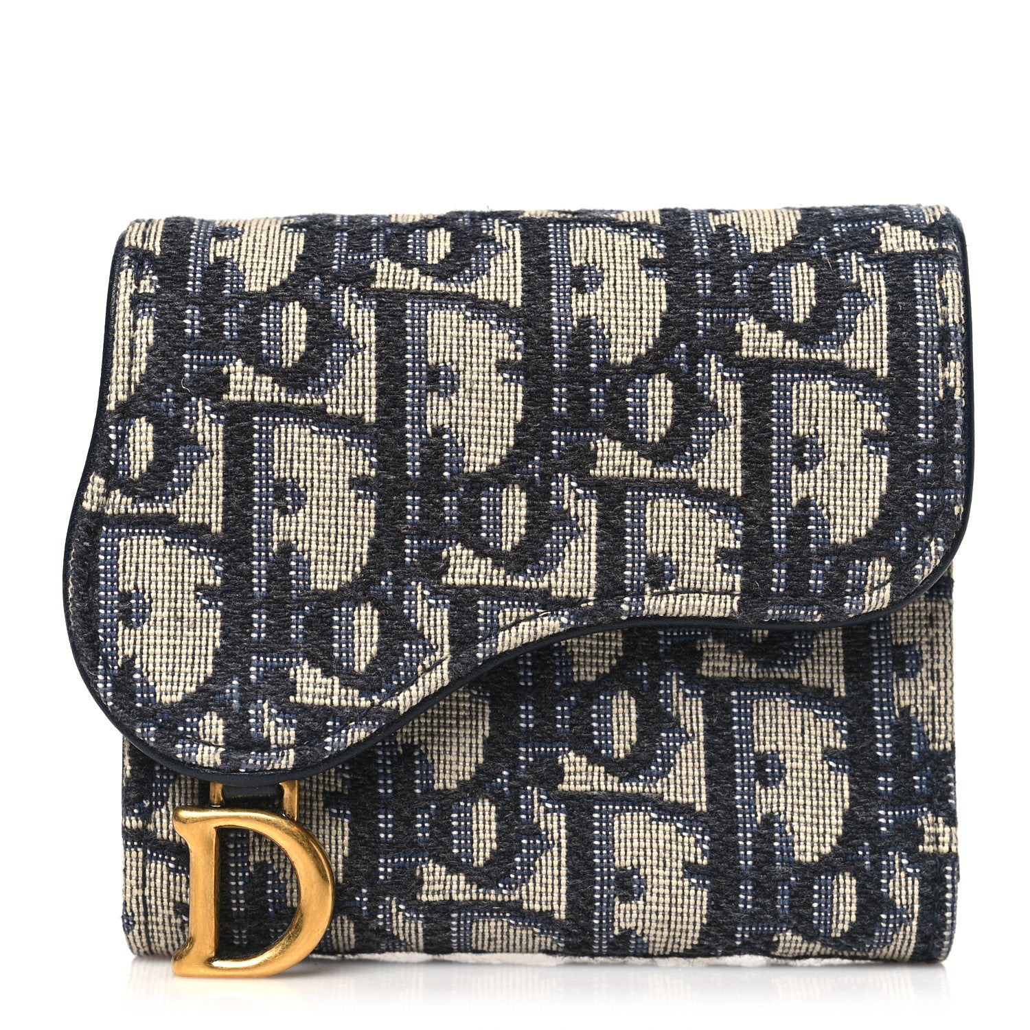 Christian Dior Oblique Saddle Lotus Wallet Blue 1 of 8