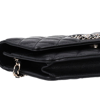 Chanel Caviar Quilted French New Wave Chain CC Wallet On Chain WOC Black 10 of 10