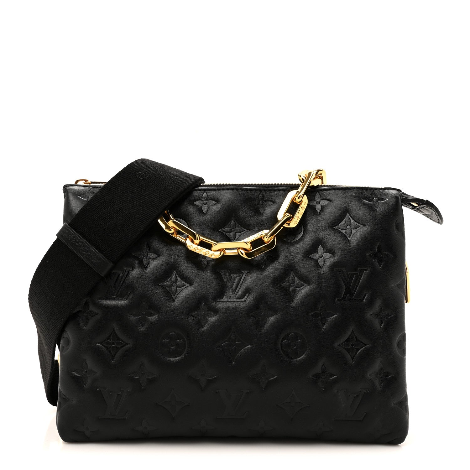 Louis Vuitton Lambskin Embossed Monogram Coussin PM Black 1 of 10