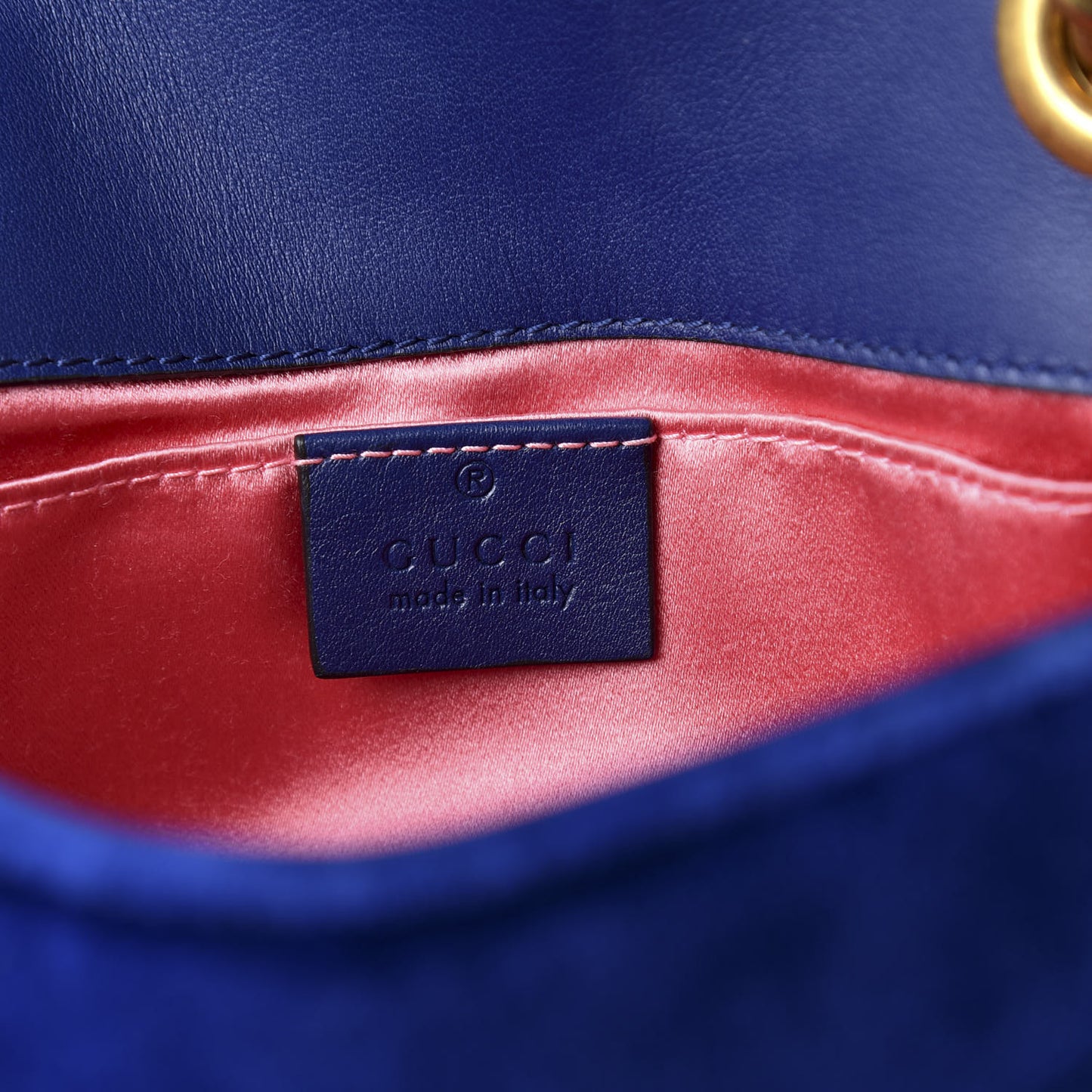 Velvet Matelasse Mini GG Marmont Shoulder Bag Cobalt Blue