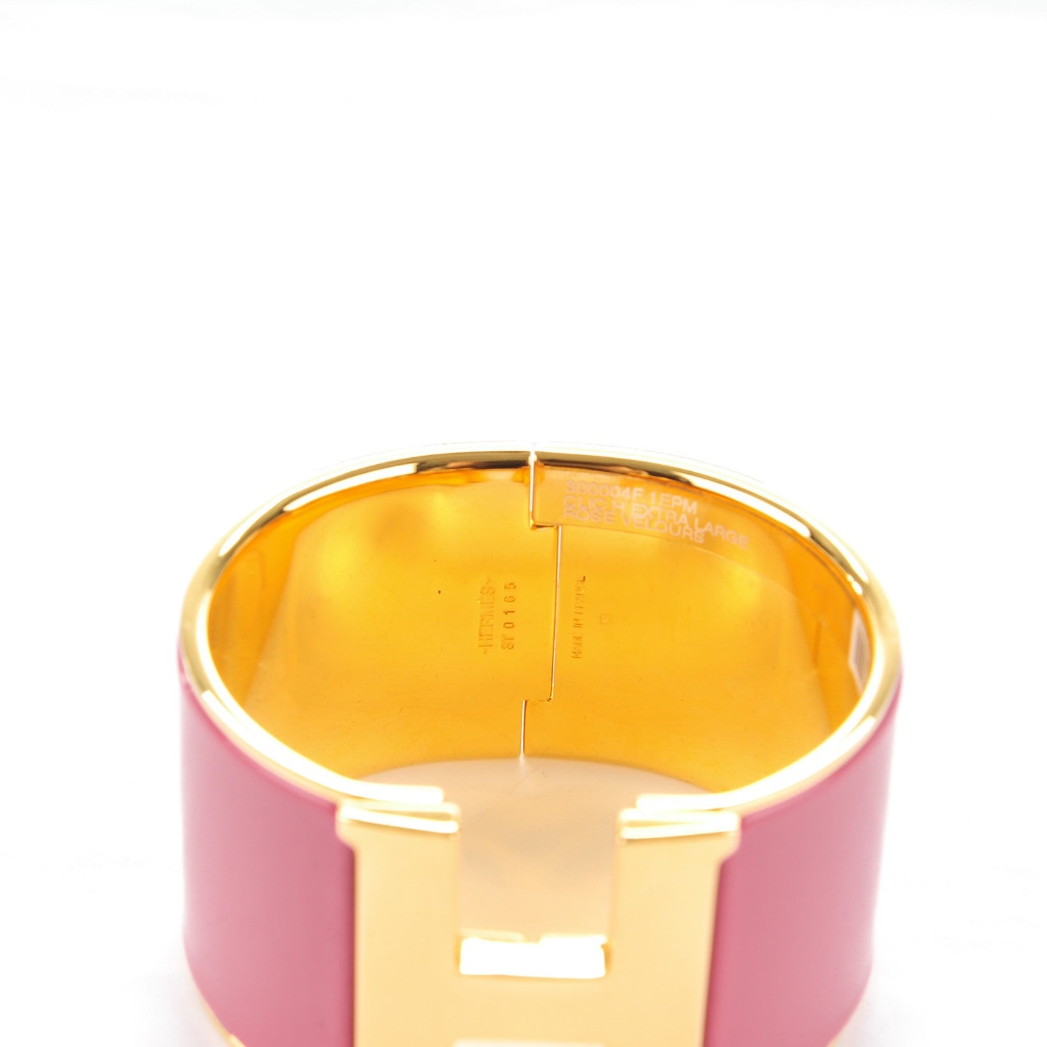 Hermes Enamel Extra Wide Clic Clac H Bracelet PM Rose Velours 4 of 4