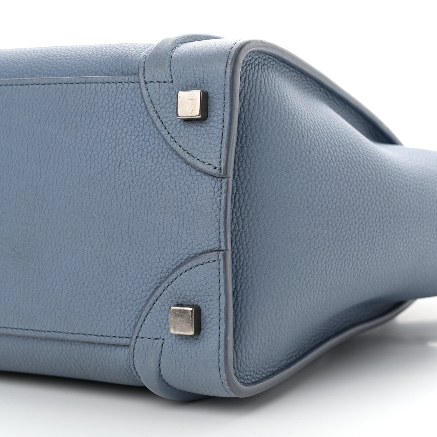 Celine Drummed Calfskin Micro Luggage Medium Blue 10 of 16