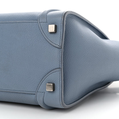 Celine Drummed Calfskin Micro Luggage Medium Blue 10 of 16