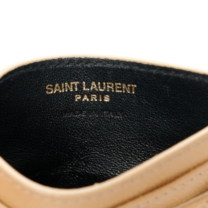 Saint Laurent Grain De Poudre Matelasse Chevron Monogram Credit Card Case Cork 6 of 10