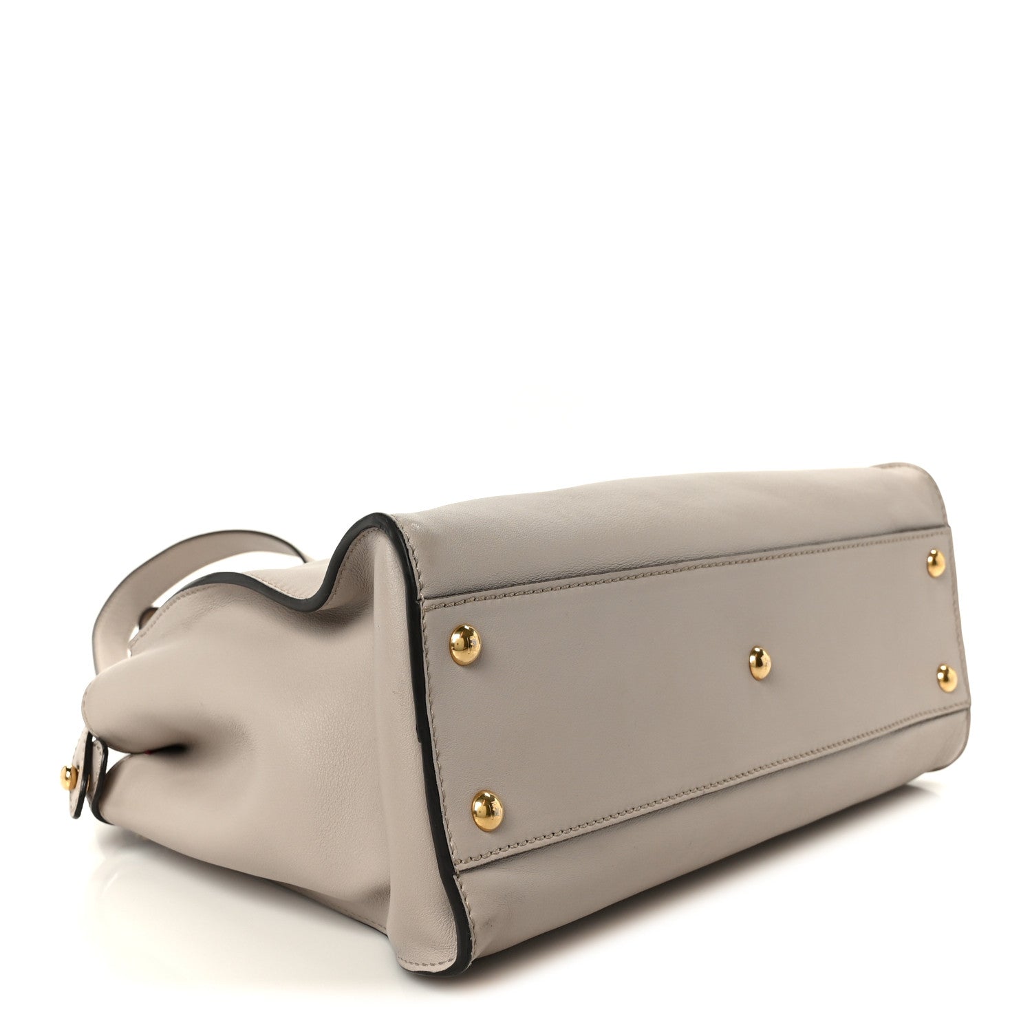 Fendi Vitello Seta Shiny Nappa Medium Peekaboo Iconic Satchel Grigio Polvere Magenta 4 of 12