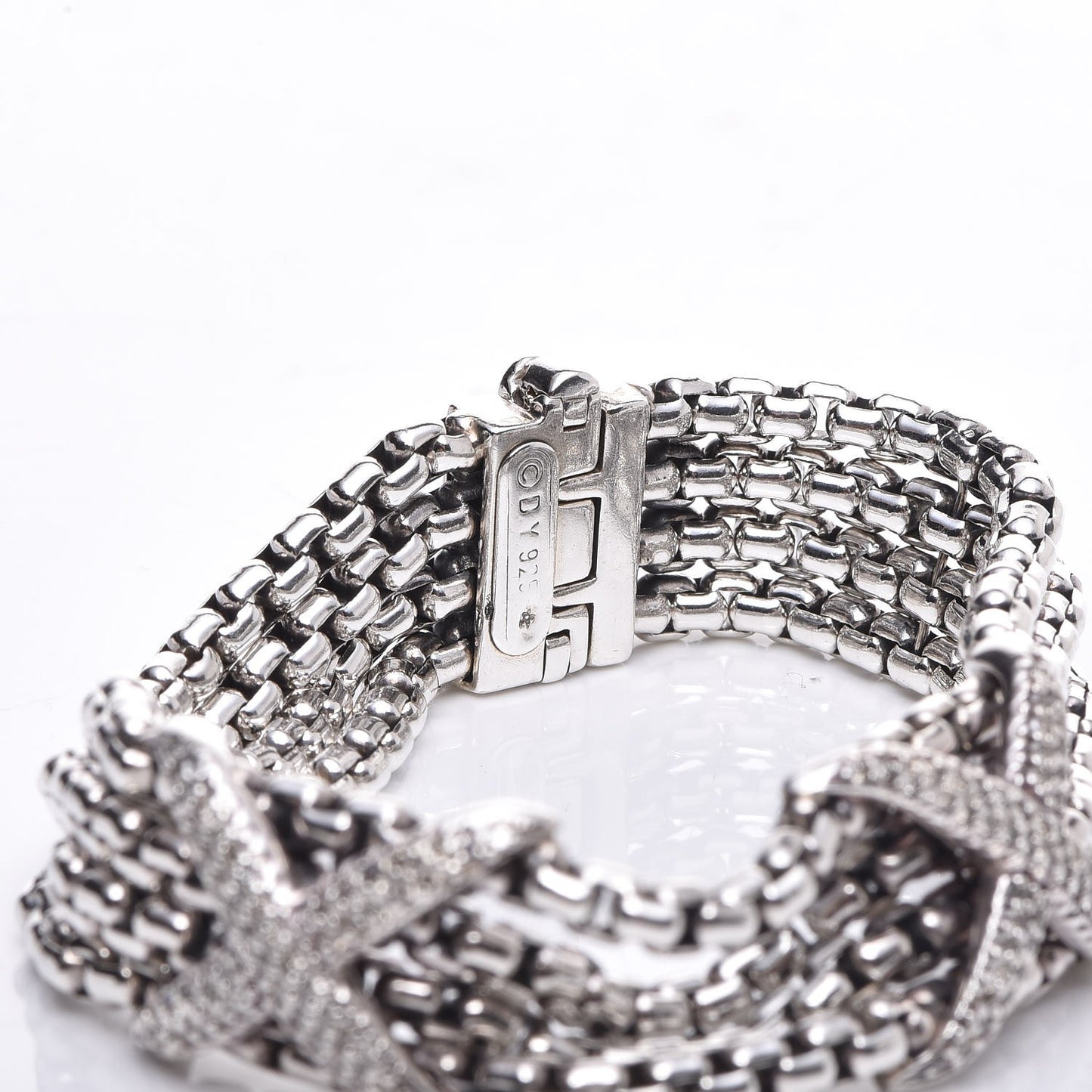 Sterling Silver Diamond Double X Four Strand Bracelet