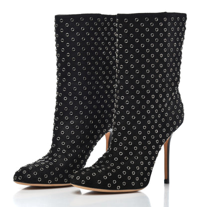 Jimmy Choo Vintage Suede Gillian Vis Ankle Boots 37.5 Black 3 of 9