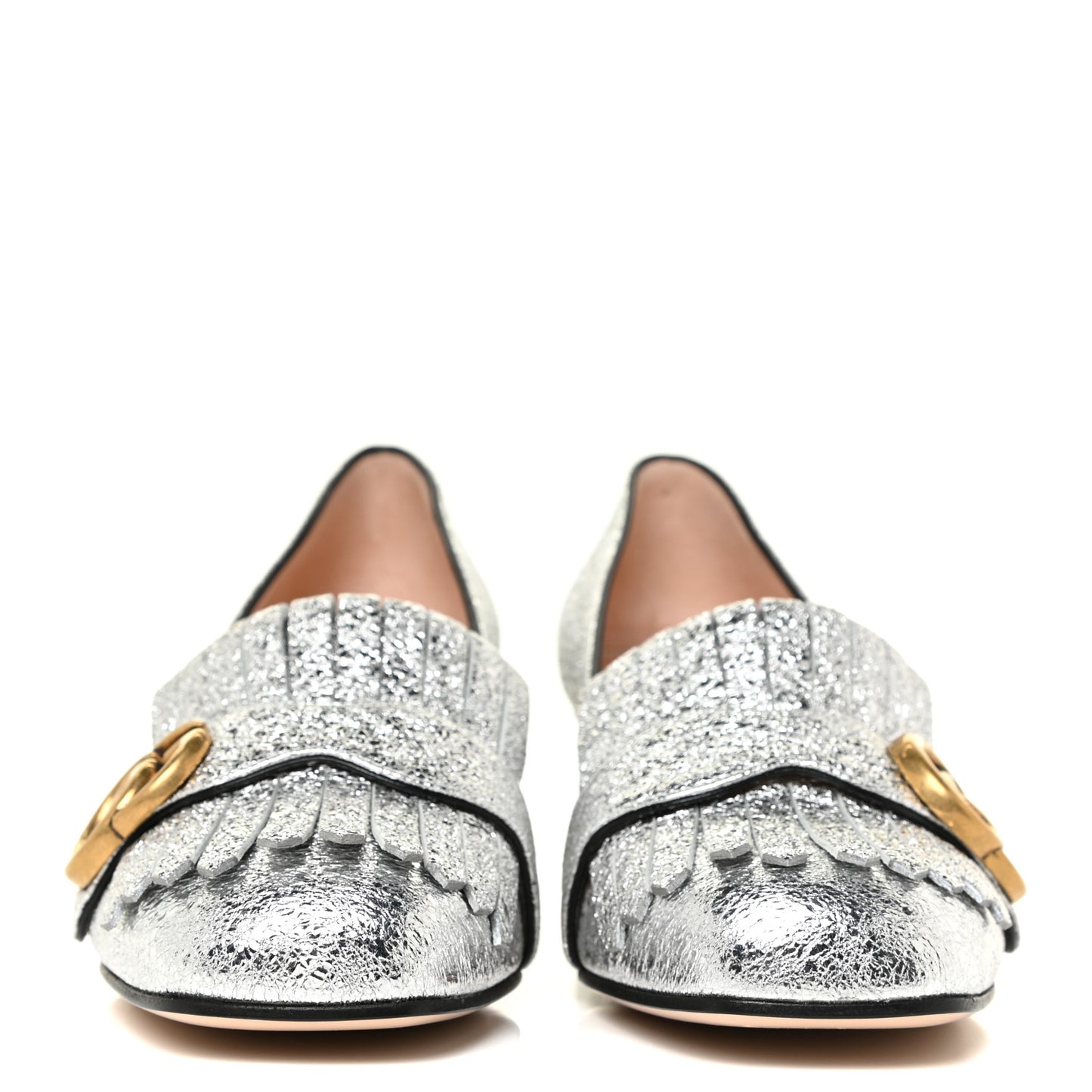 Galassia GG Marmont Fringe 50mm Loafer Pumps 36.5 Argento