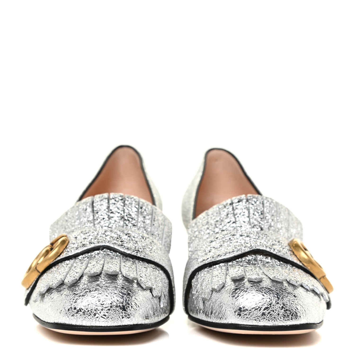 Gucci Galassia GG Marmont Fringe 50mm Loafer Pumps 36.5 Argento 2 of 11