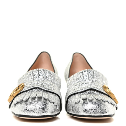 Gucci Galassia GG Marmont Fringe 50mm Loafer Pumps 36.5 Argento 2 of 11