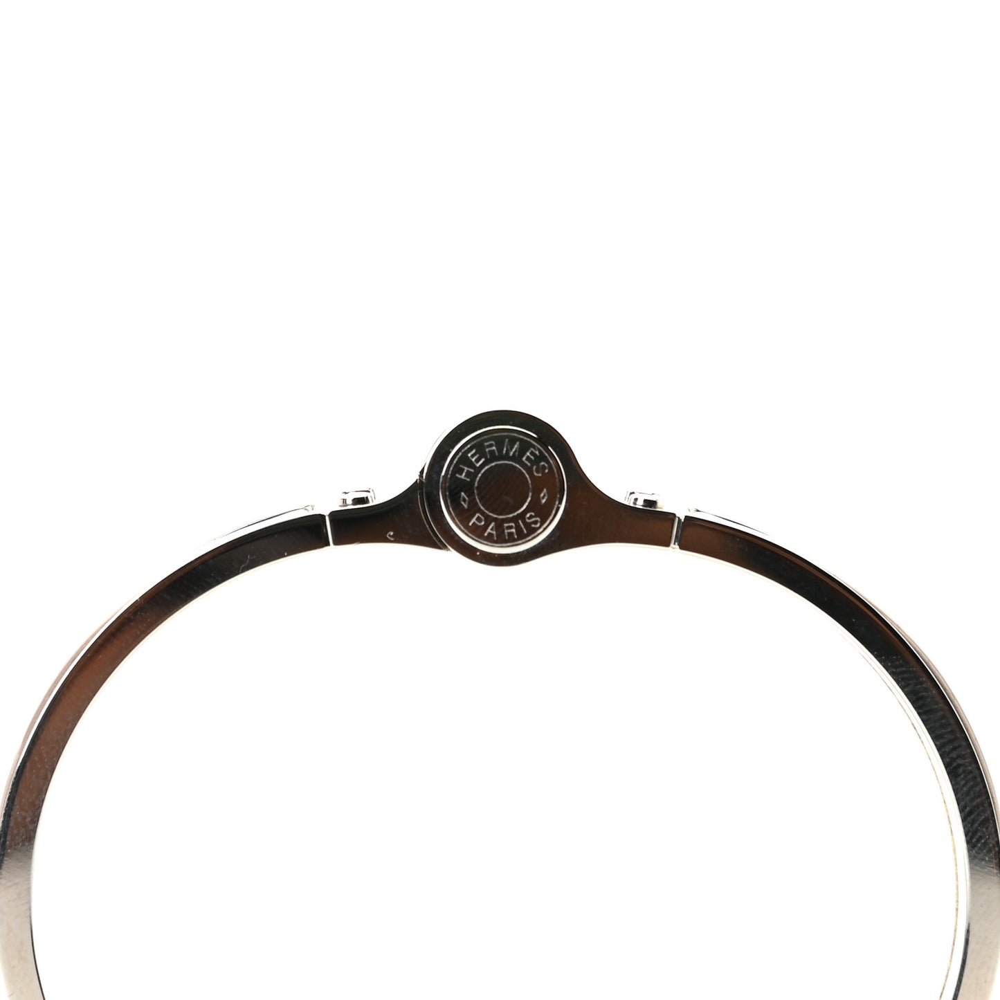 Enamel Charniere Uni Narrow Hinged Bracelet S Marron Glace