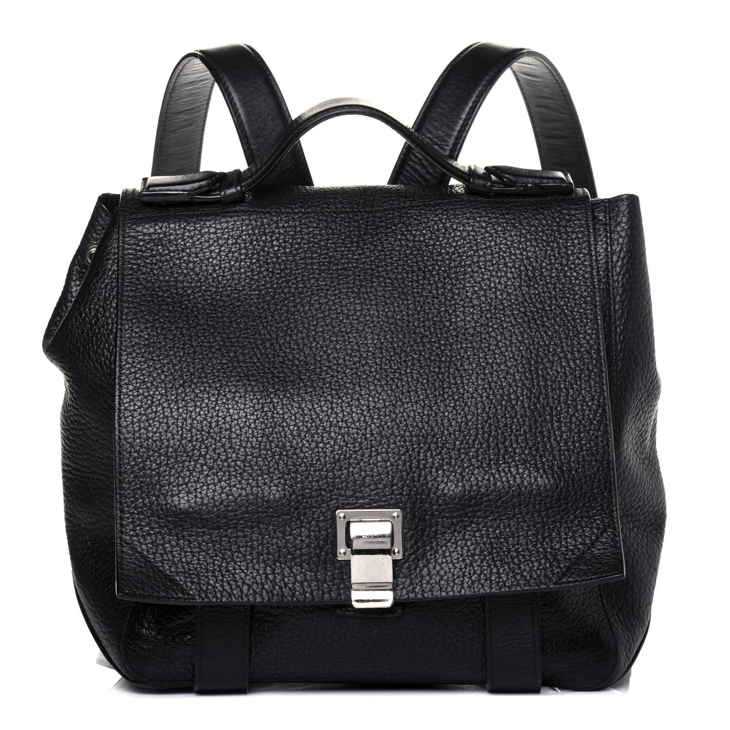 Pebbled Calfskin Small PS Courier Backpack Black