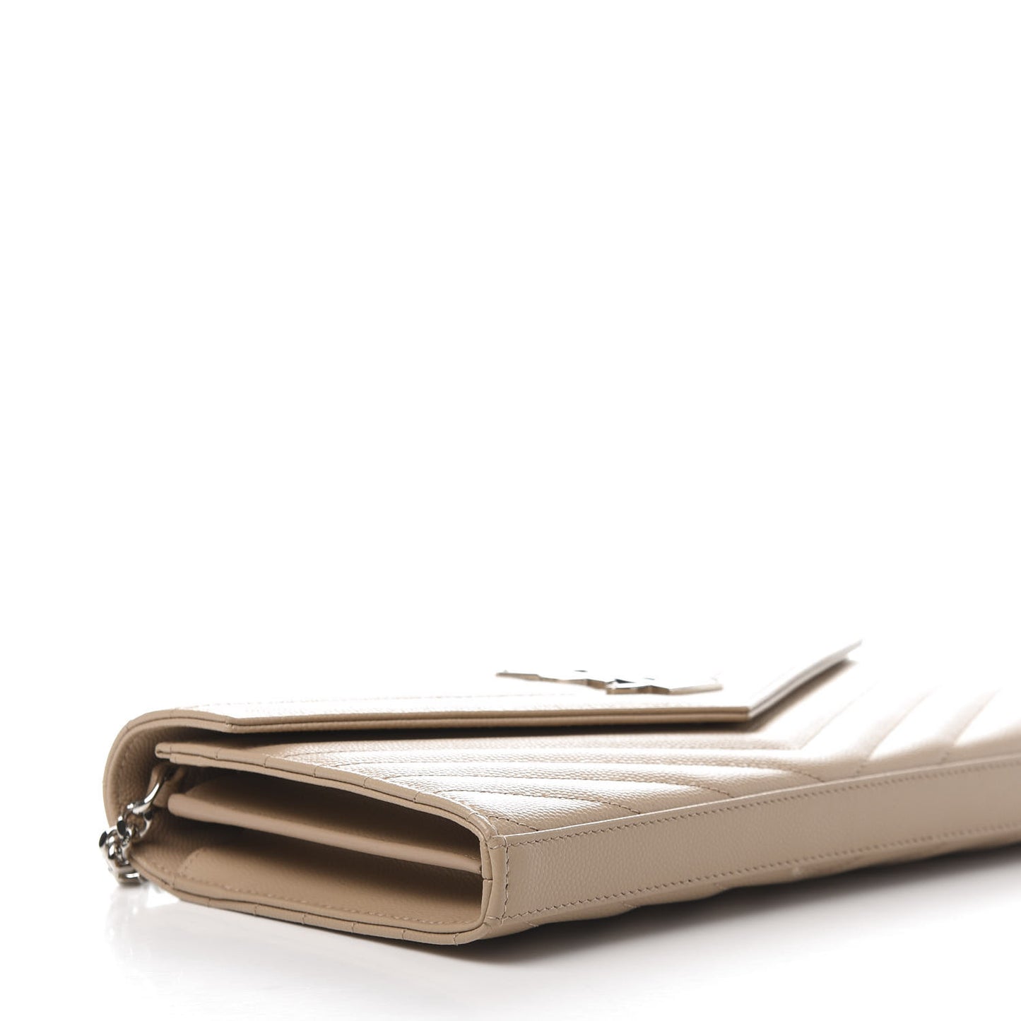 Grain De Poudre Matelasse Chevron Monogram Chain Wallet Dark Beige