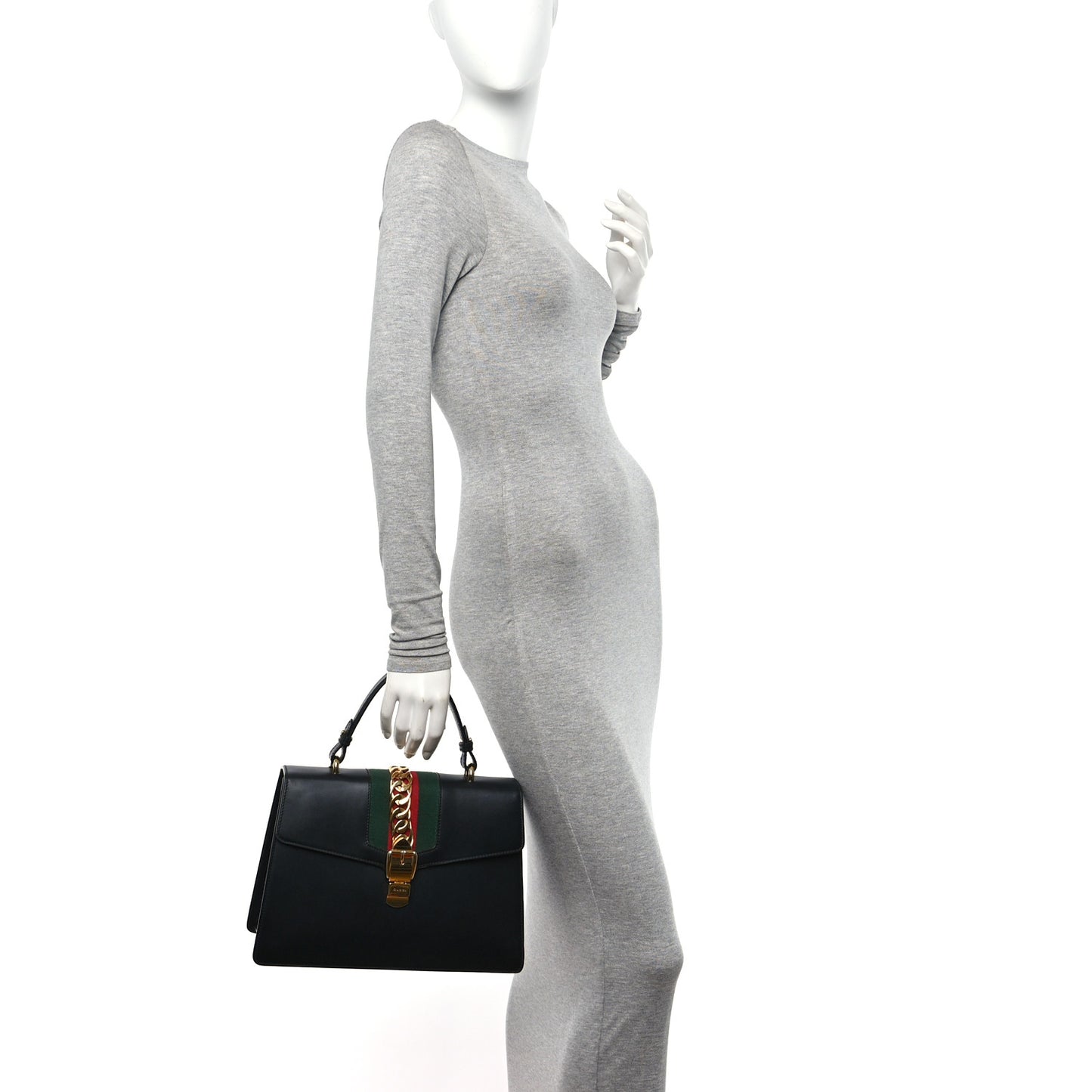 Calfskin Medium Sylvie Top Handle Bag Black