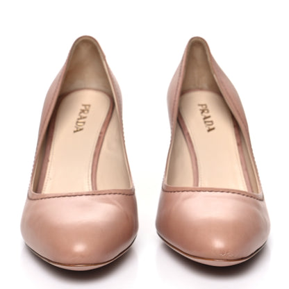 Prada Natural Light Calfskin Pumps 38.5 Nudo 2 of 11