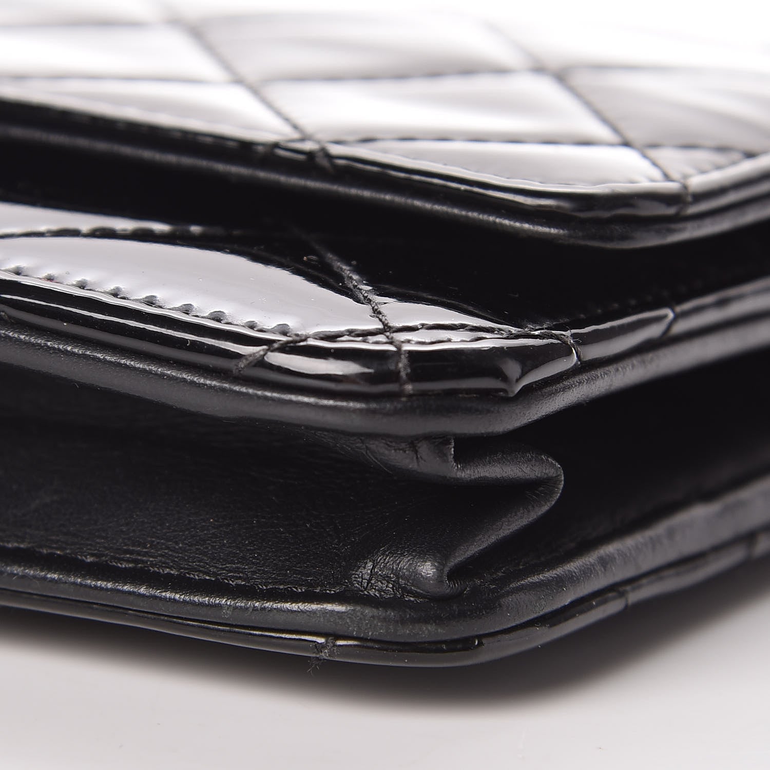 Chanel Patent Quilted Wallet On Chain WOC Black 6 of 14