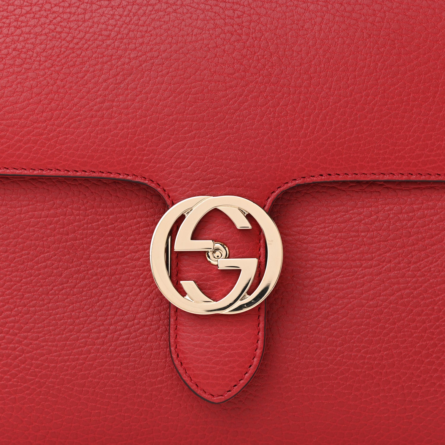 Gucci Dollar Calfskin Medium Interlocking G Top Handle Shoulder Bag Red 6 of 8