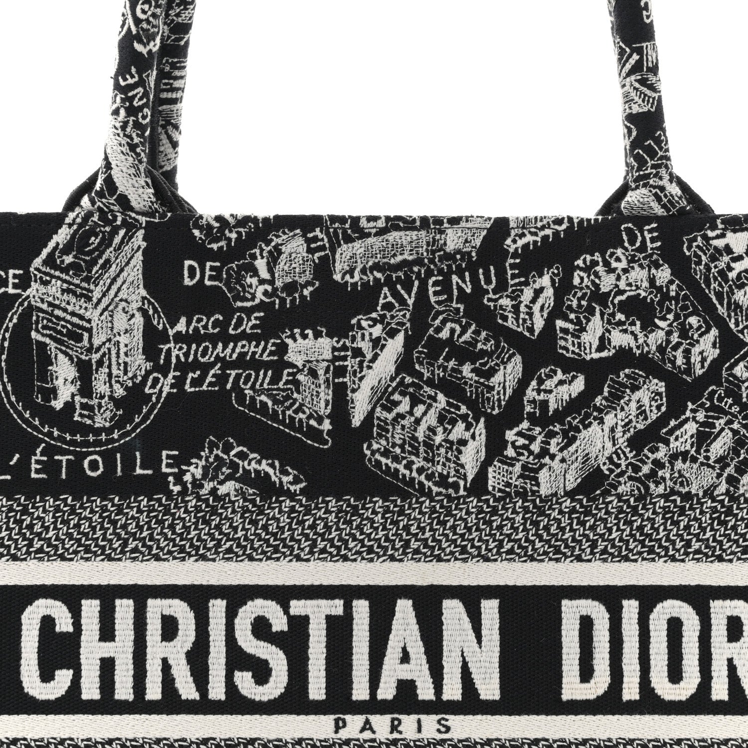 Christian Dior Canvas Embroidered Medium Plan De Paris Book Tote