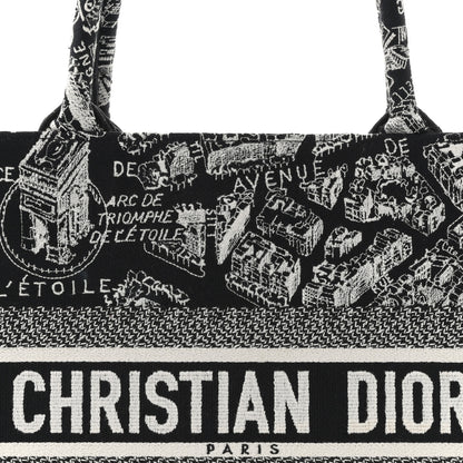 Christian Dior Canvas Embroidered Medium Plan De Paris Book Tote Black White 8 of 11