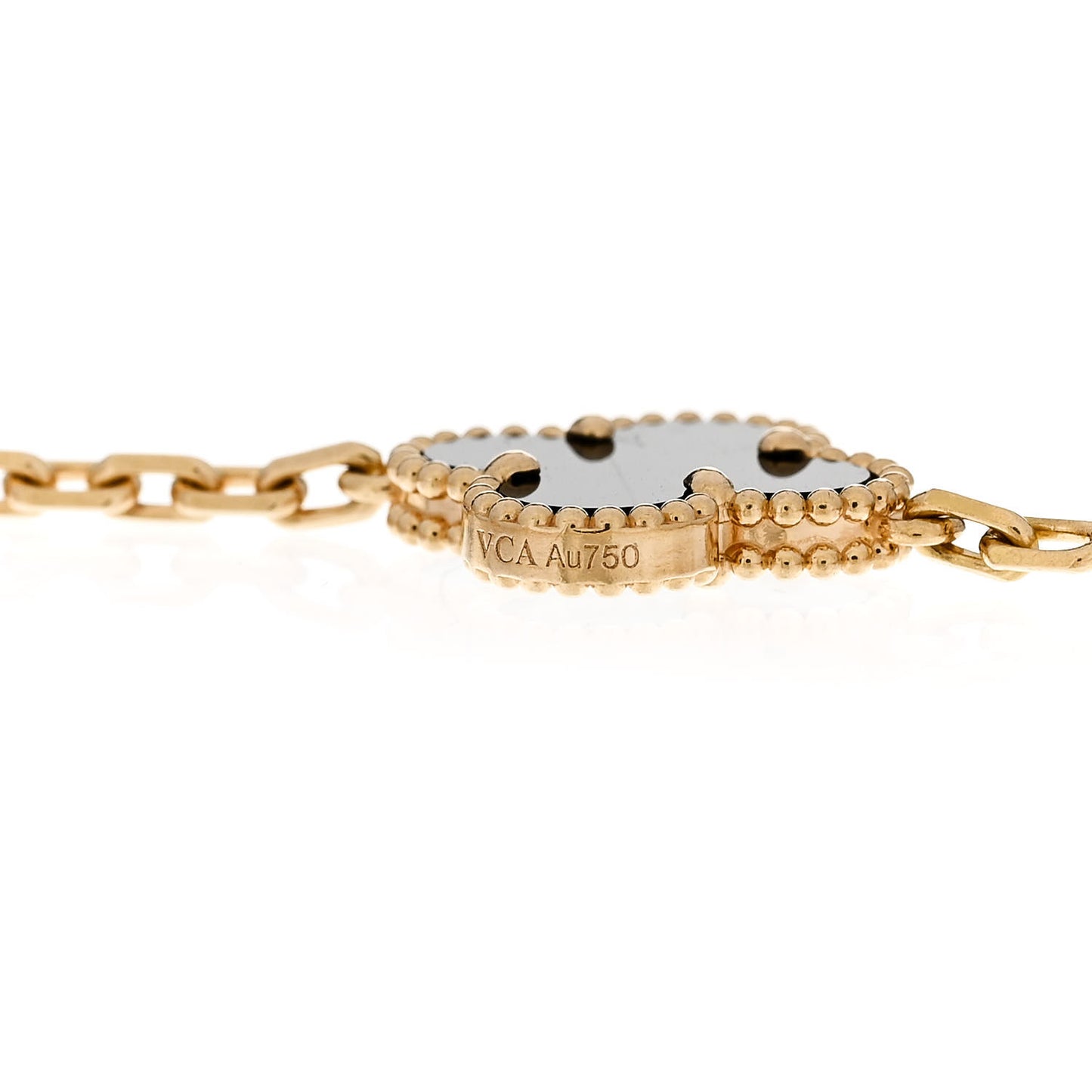18K Yellow Gold Black Onyx 5 Motifs Vintage Alhambra Bracelet