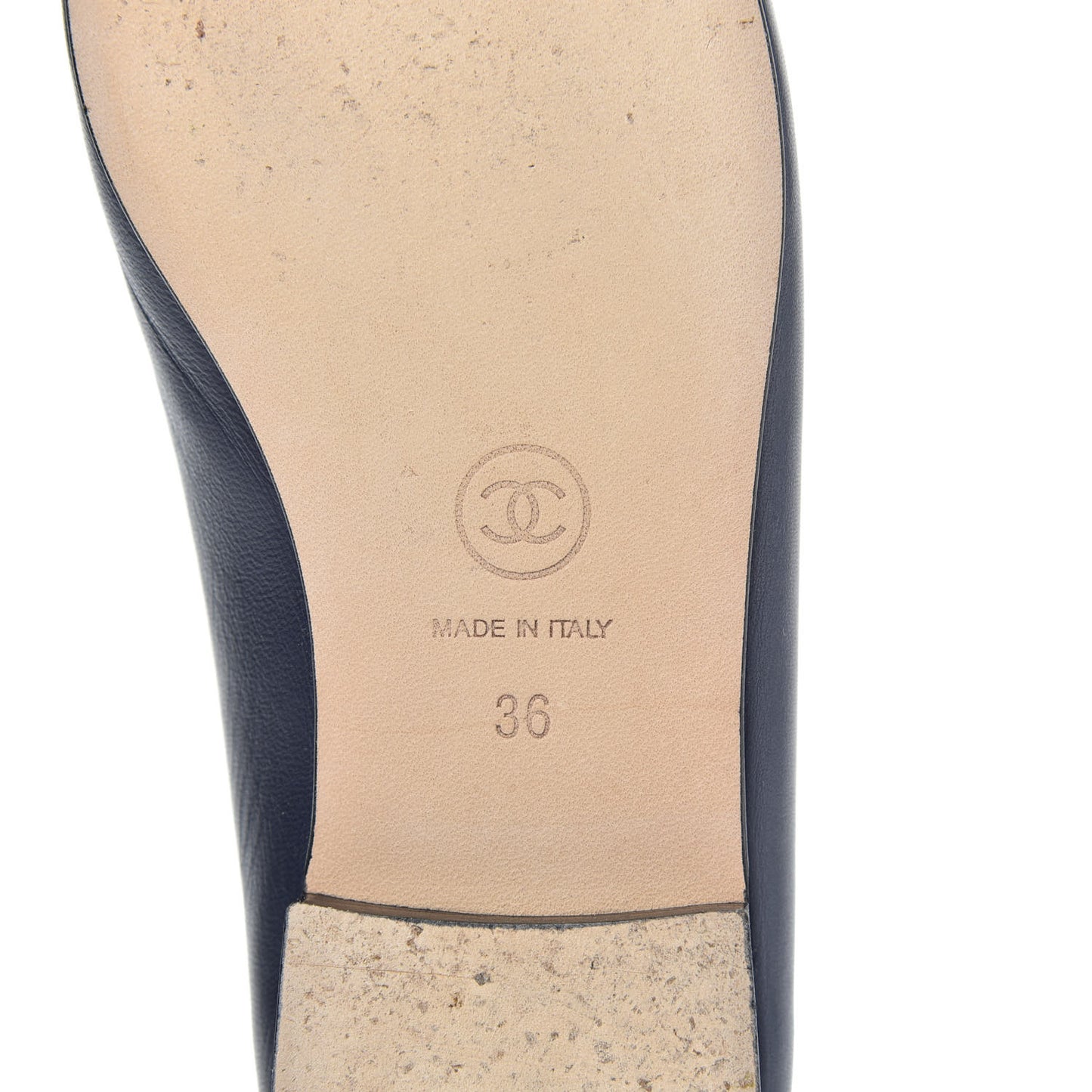 Lambskin CC Cap Toe Ballerina Flats 36 Navy