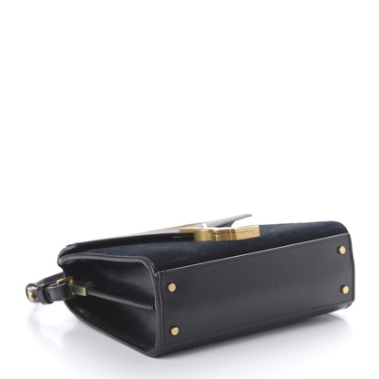 Saint Laurent Suede Leopard Print Mini Classic Monogram Cassandra Top Handle Manto Naturale Black 4 of 9