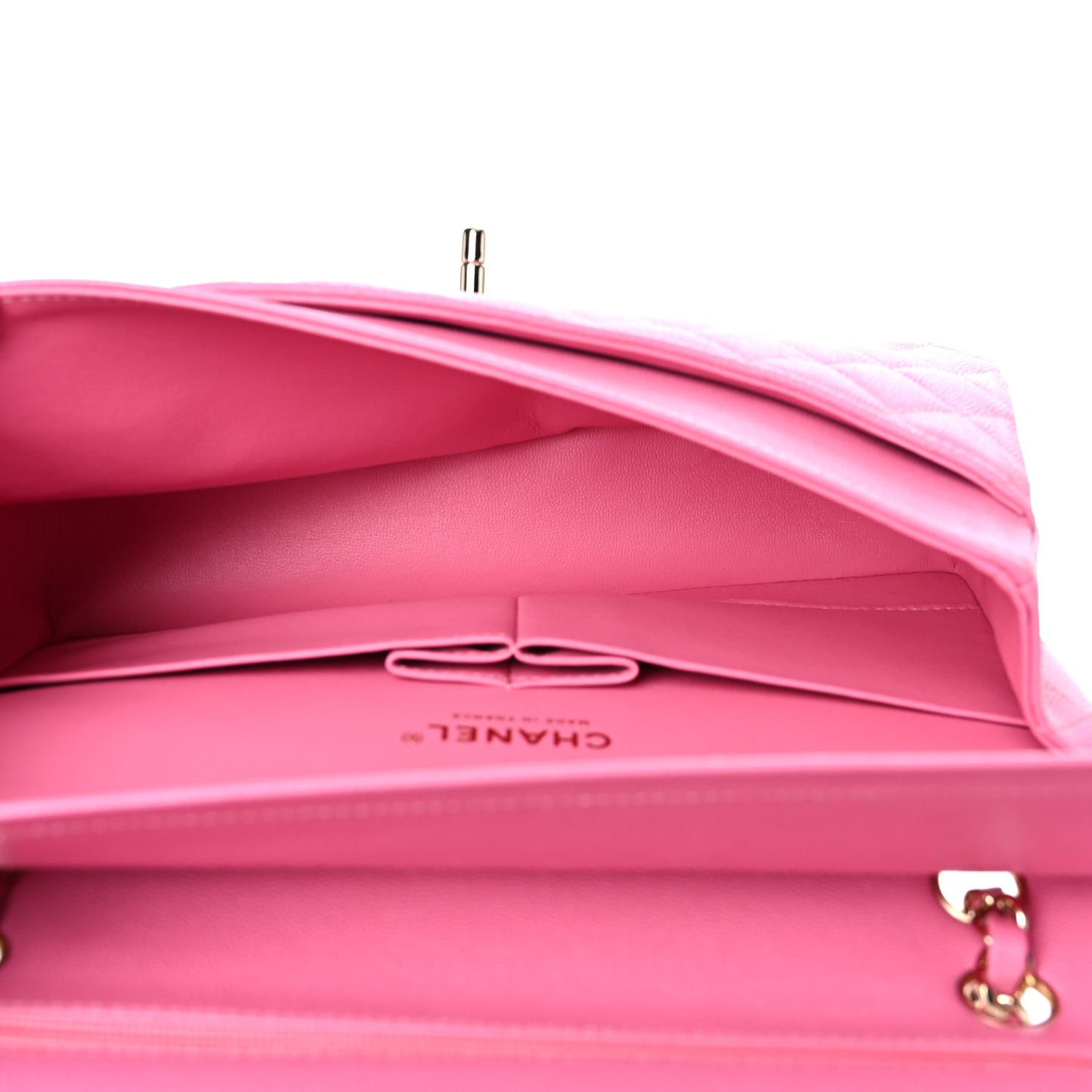 Caviar Quilted Medium Double Flap Pink