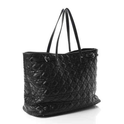 Christian Dior Coated Canvas Cannage Large Panarea Tote Black 4 of 11
