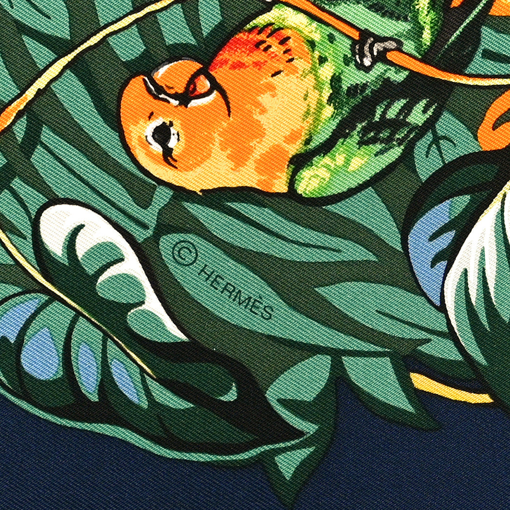 Hermes Silk Jungle Love Scarf 90 Marine Vert Orange 5 of 8