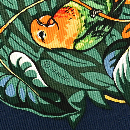 Hermes Silk Jungle Love Scarf 90 Marine Vert Orange 5 of 8