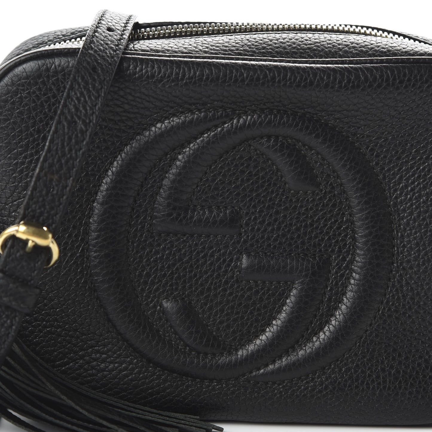 Pebbled Calfskin Small Soho Disco Bag Black