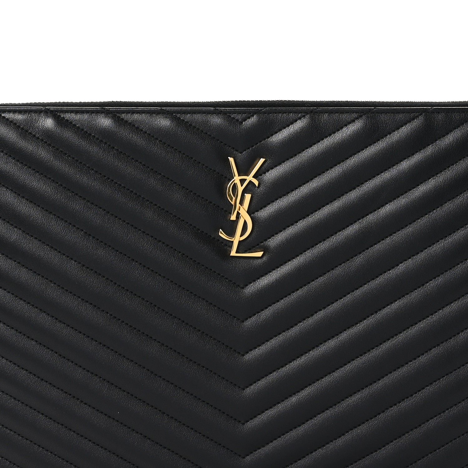 Saint Laurent Calfskin Matelasse Chevron Monogram Document Holder Black 8 of 9