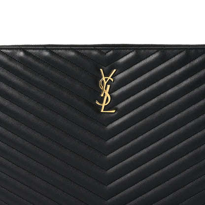 Saint Laurent Calfskin Matelasse Chevron Monogram Document Holder Black 8 of 9