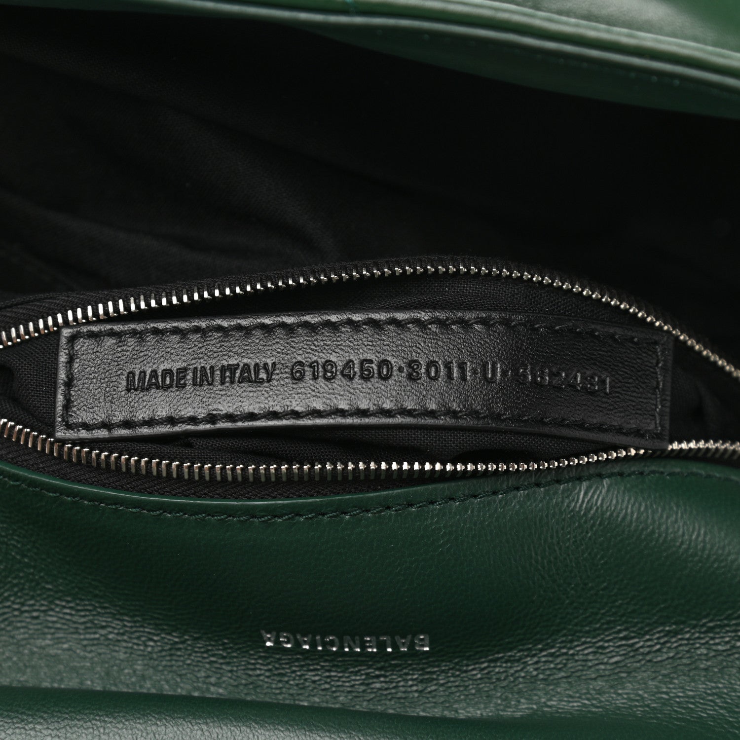 Balenciaga Nappa Calfskin Quilted Touch B Puffy Clutch Forest Green 7 of 10