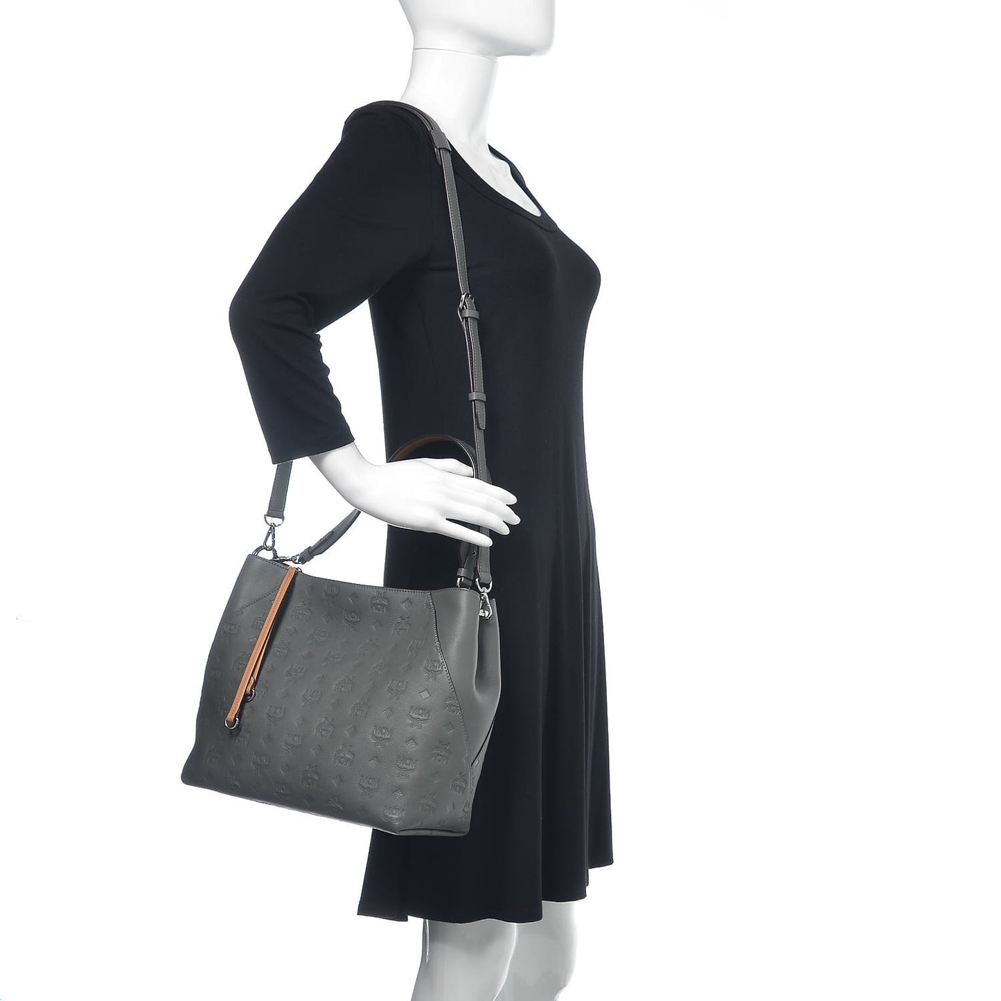 Grained Calfskin Medium Klara Hobo Charcoal