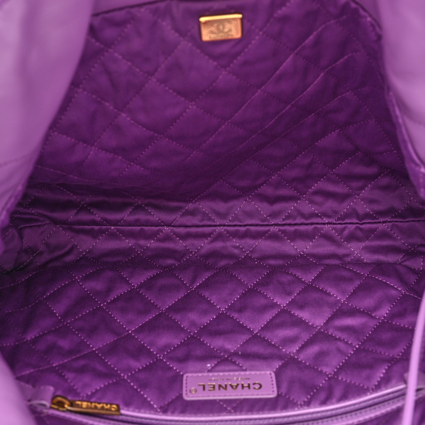 Shiny Calfskin Quilted Small Chanel 22 Purple