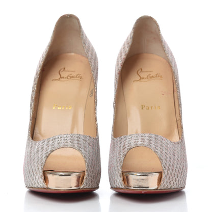 Christian Louboutin Glitter New Very Prive 120 Pumps 38.5 Silver Gold 2 of 16