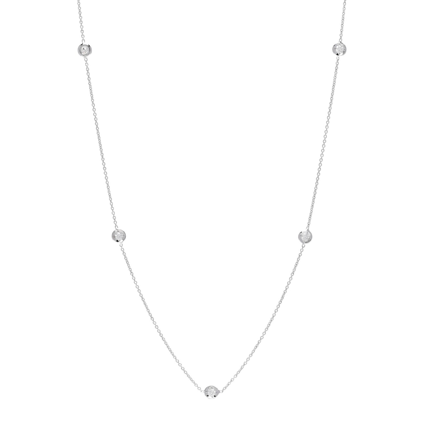 18K White Gold Diamond .23ctw Diamonds by the Inch Five Station Necklace