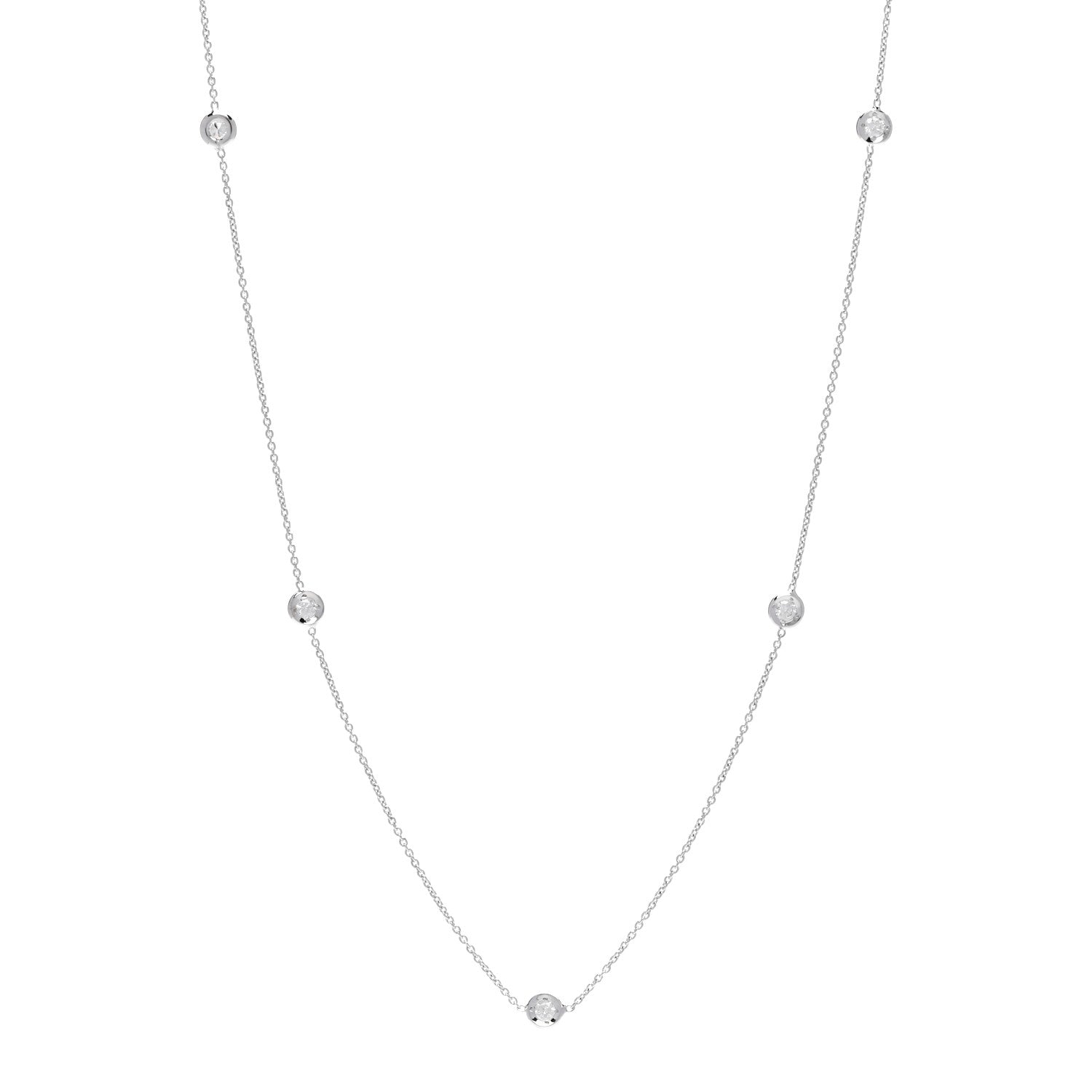 Roberto Coin 18K White Gold Diamond .23ctw Diamonds by the Inch Five Station Necklace 1 of 6