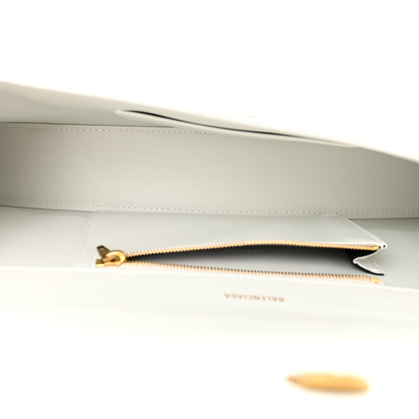 Shiny Calfskin Crocodile Embossed Tonal B Hourglass Stretch Top Handle Bag White