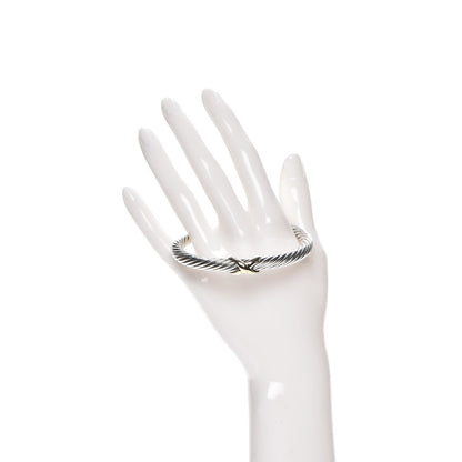 David Yurman Sterling Silver 14K Yellow Gold 7mm X Station Cable Bracelet 2 of 4