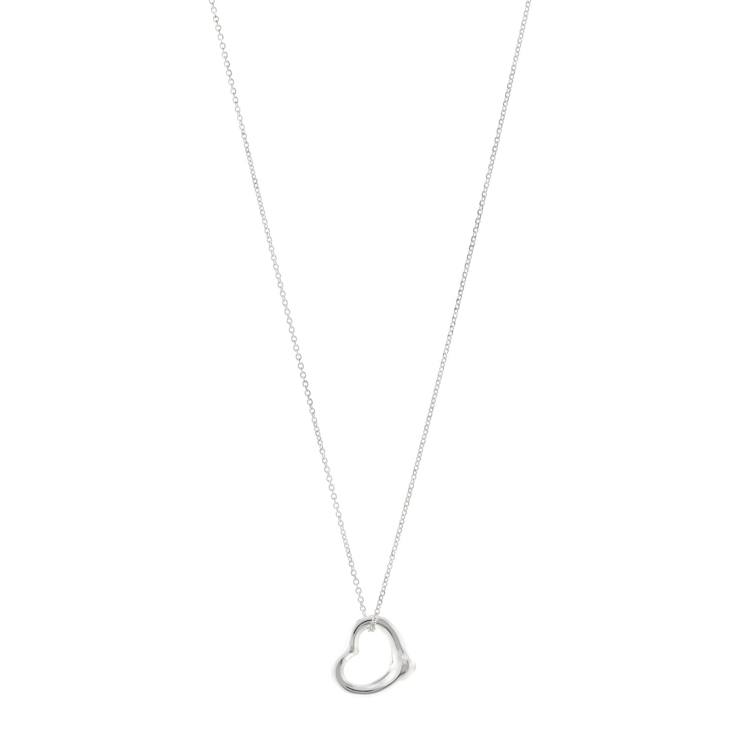 Sterling Silver 16mm Elsa Peretti Open Heart Pendant Necklace