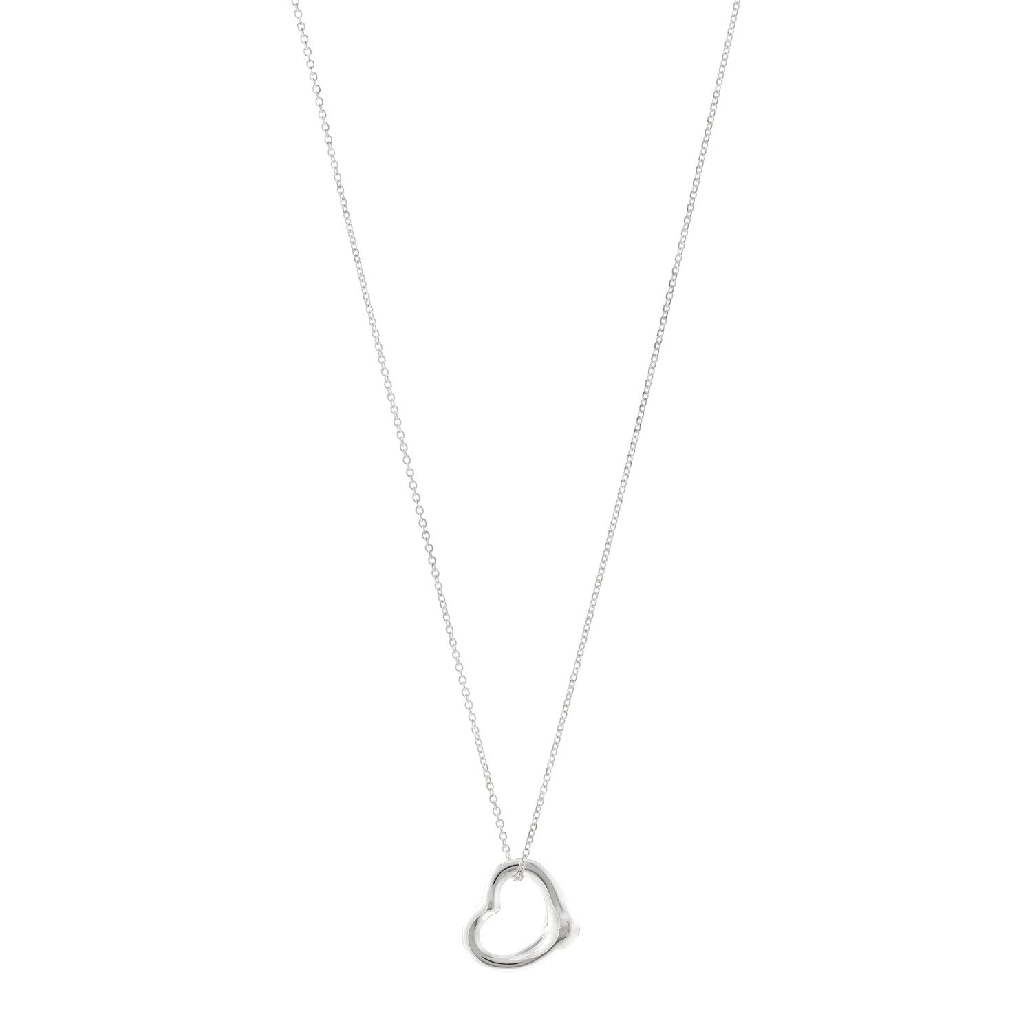 Tiffany Sterling Silver 16mm Elsa Peretti Open Heart Pendant Necklace 1 of 5
