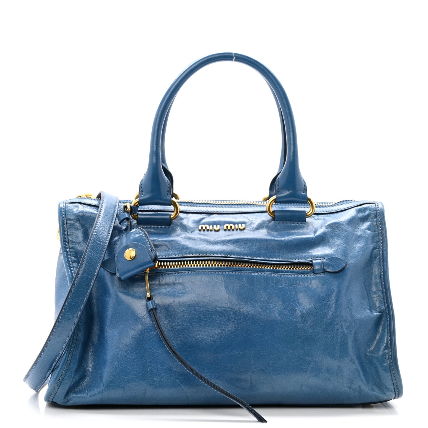 Vitello Shine Zip Tote Oceano