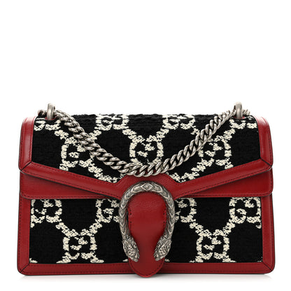 Gucci Tweed GG Monogram Small Dionysus Shoulder Bag Black White Romantic Cherry 1 of 12