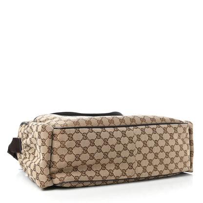 Gucci Monogram Natural Pigskin Large Diaper Bag Beige Ebony Cocoa Dark Chocolate 4 of 9