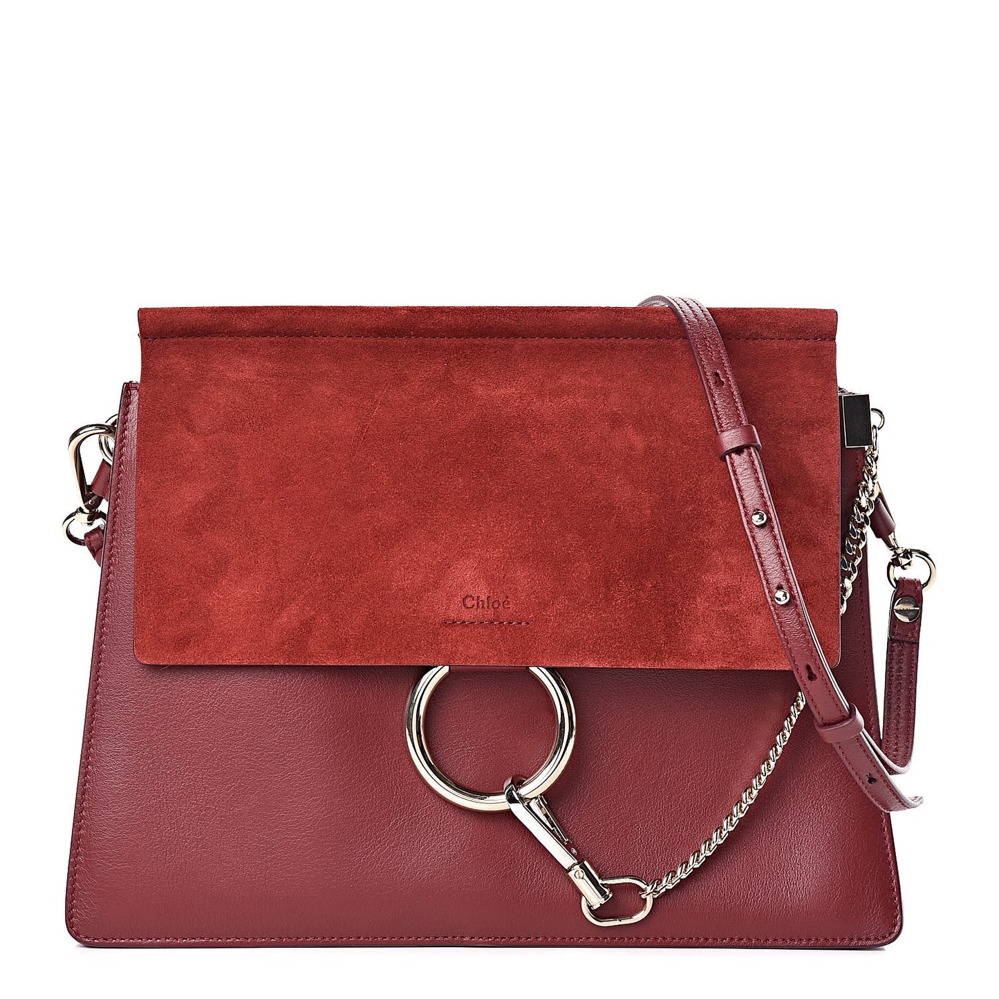 Calfskin Suede Medium Faye Shoulder Bag Plum Purple